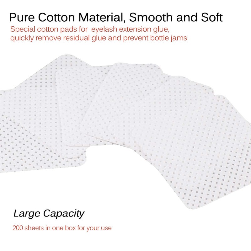 fenshine 200 Pcs Glue Cleaning Cotton Pads Non-Woven Fabric Wipes Glue Wiping Cloth for Clean Lash Extension Glue, Tweezers,Lash Glue Holder Pads, Glue Bottle Mouth - Image 3